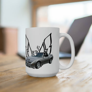 1989 Trans AM GTA 15oz ceramic mug with graphic design, dishwasher and microwave safe.