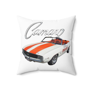1969 Camaro Pace Car design on spun polyester square pillow with double-sided print.