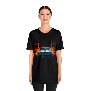 1969 Camaro Z28 lava series short sleeve tee featuring classic car graphic.