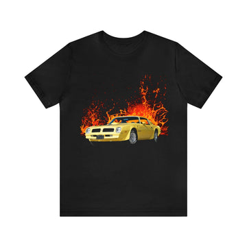 1976 Firebird Trans AM lava series short sleeve tee featuring classic car graphic.