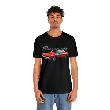 1974 Barracuda Short Sleeve Tee with vintage car graphic, lightweight Bella + Canvas fabric, unisex fit.
