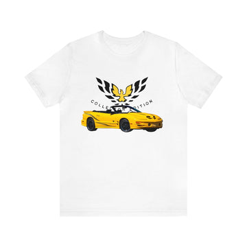 2002 CETA Trans AM Short Sleeve Tee with yellow car graphic and collectors edition design.