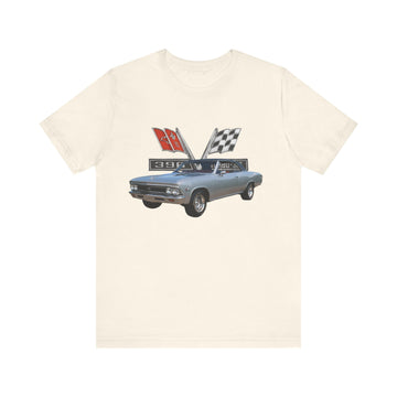 1966 Chevy Chevelle SS Short Sleeve Tee featuring classic car graphic on soft cotton fabric.