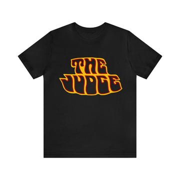 GTO Judge Logo Short Sleeve Tee in black with bold "The Judge" text design, lightweight soft cotton.