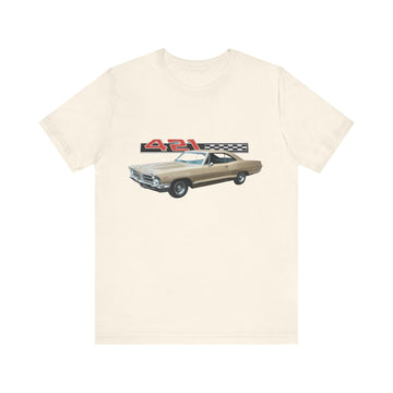 1965 Pontiac Catalina Short Sleeve Tee with car graphic design, soft cotton, unisex fit.
