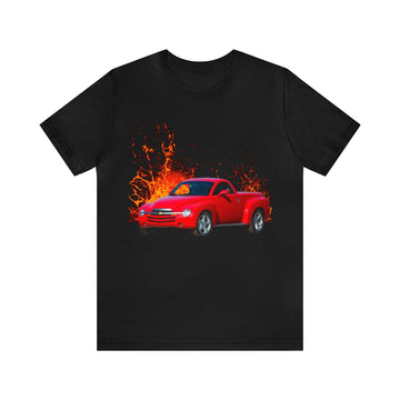 2004 SSR lava series short sleeve tee with red car design.