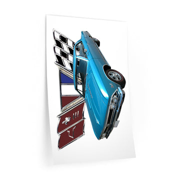 1966 Chevelle SS wall decal with classic car design, 24"x36", reusable polyester for indoor use.