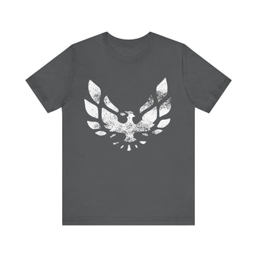 Distressed Pontiac Firebird Trans AM logo on short sleeve tee.