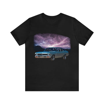1968 Nova SS lightning series short sleeve tee with car graphic design.