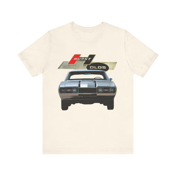 1968 Hurst Olds Cutlass 442 Short Sleeve Tee with classic car graphic design.