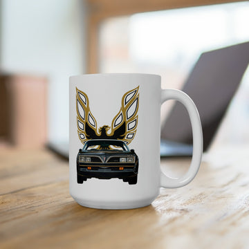 1977 Bandit Trans AM 15oz ceramic mug, dishwasher and microwave safe.