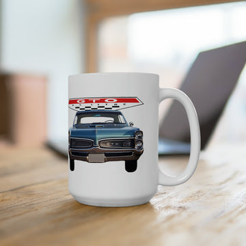 1967 GTO 15oz ceramic mug with vintage car design, dishwasher and microwave safe.