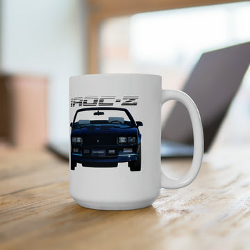 1988 Camaro Iroc-Z 15oz ceramic mug with vintage car design, dishwasher and microwave safe.