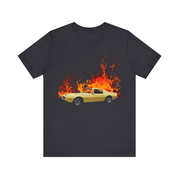 1970 Pontiac Formula Firebird lava series short sleeve tee on black background