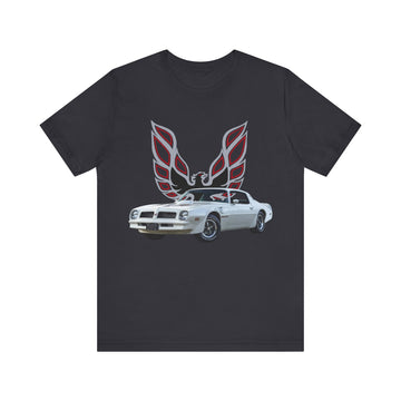 1976 Pontiac Firebird Trans AM short sleeve tee featuring classic car graphic.