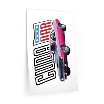 1970 AAR Cuda wall decal featuring a bold design with car illustration, ideal for car enthusiasts.