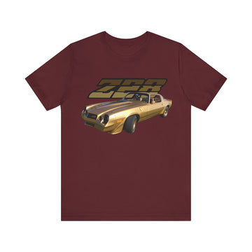 1980 Chevy Camaro Z28 Short Sleeve Tee with car graphic on front.