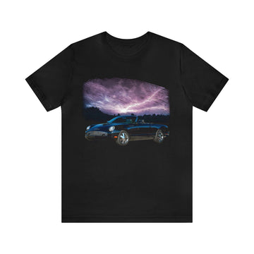 2002 T-Bird in our lightning series short sleeve tee, black, classic unisex fit, soft cotton, printed design.
