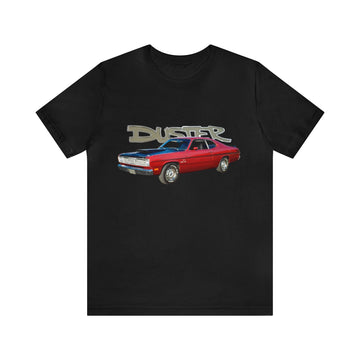 1970 Duster Short Sleeve Tee featuring classic car graphic on black background.