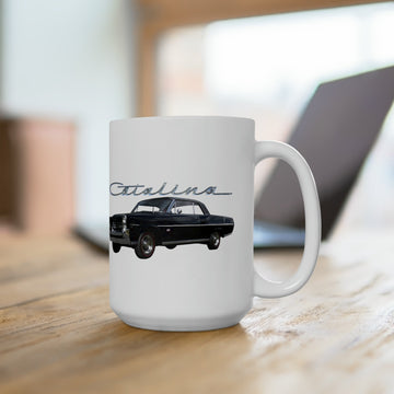 1964 Catalina 15oz ceramic mug on wooden table.