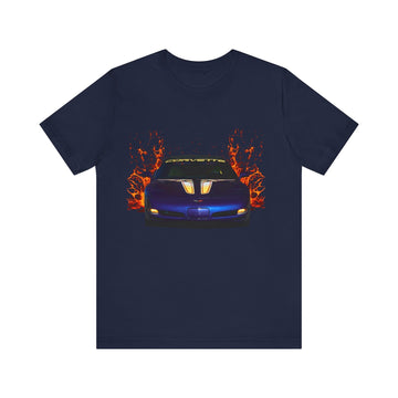 1998 Chevy Corvette Pace Car lava series short sleeve tee with fiery design.