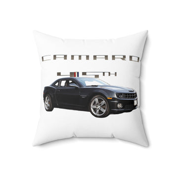 2012 45th Anniversary Chevy Camaro spun polyester square pillow with car design.