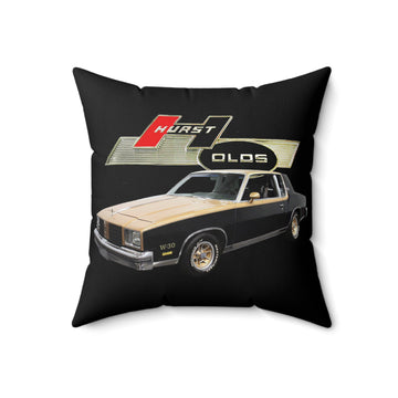 1979 Hurst Olds 442 spun polyester square pillow with double-sided print.