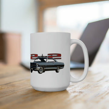 1965 Catalina 2+2 ceramic mug with car graphic, 15oz, dishwasher and microwave safe.