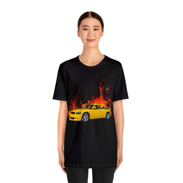 2007 Super Bee lava series short sleeve tee with car graphic design.