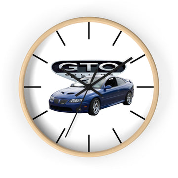 2006 GTO 10" wall clock with wooden frame and silent mechanism.