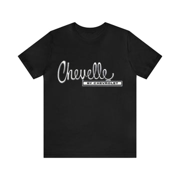 Chevy Chevelle Emblem Short Sleeve Tee featuring classic Chevelle design on black fabric.