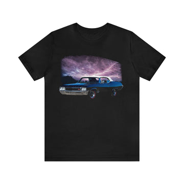 1968 Gran Sport GS lightning series short sleeve tee with car graphic.