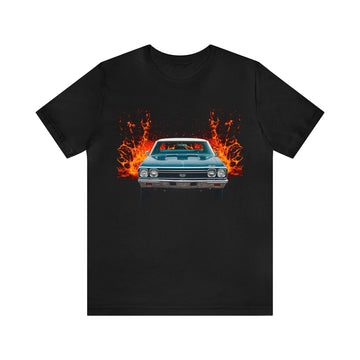 1968 Chevelle SS lava series short sleeve tee with car graphic on black background.