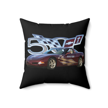 2003 50th Anniversary Corvette Pace Car polyester square pillow with race car design.