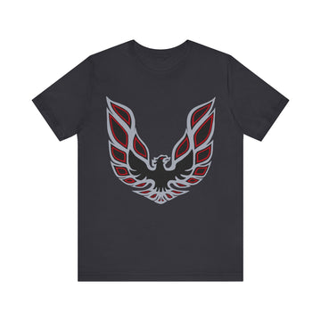 Pontiac Firebird Trans AM Logo Short Sleeve Tshirt featuring classic design on black fabric.