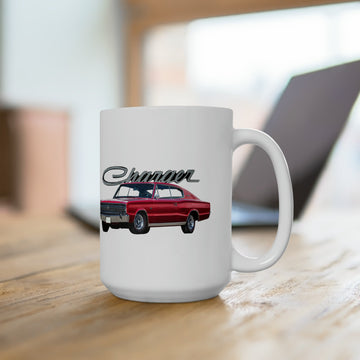 1966 Charger 15oz ceramic mug with car graphic, dishwasher and microwave safe.