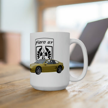 1986 Fiero GT 15oz ceramic mug with car graphic, dishwasher and microwave safe.