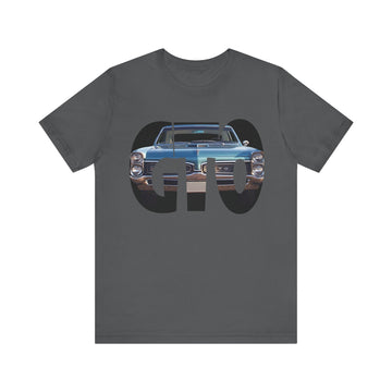 1967 Pontiac GTO letters series short sleeve tee with vintage car design.