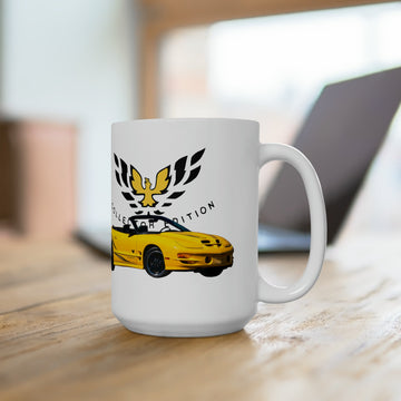 2002 CETA Trans AM 15oz Ceramic Mug with car graphic, dishwasher and microwave safe.