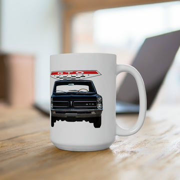 1965 GTO 15oz ceramic mug with vintage car design, dishwasher and microwave safe.