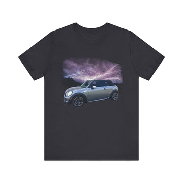 2009 Mini Cooper lightning series short sleeve tee with car graphic.