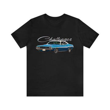 Classic black 1970 Challenger RT short sleeve tee with car graphic.