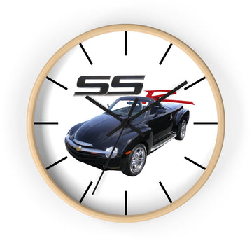 2004 SSR 10" wall clock with wooden frame and black car design.