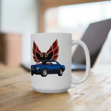 1971 Formula Firebird 15oz ceramic mug with vintage car graphic, dishwasher and microwave safe.
