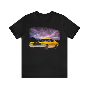 1971 Chevelle SS lightning series short sleeve tee with vintage car design.