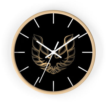 Bandit Firebird Trans AM Logo 10" Wall clock with wooden frame and plexiglass face.