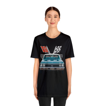 1968 Chevelle SS Short Sleeve Tee with classic car graphic design, unisex fit, lightweight soft cotton fabric.
