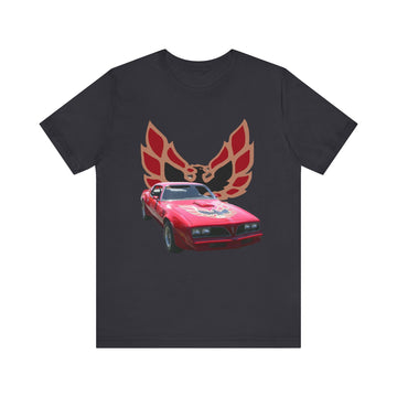 1978 Pontiac Firebird Trans AM Short Sleeve Tee featuring red vintage car design