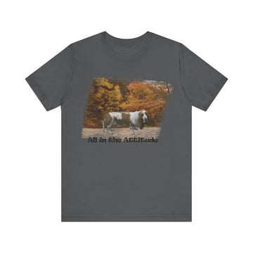 Bassett Hound fall day Attitude series short sleeve t-shirt with autumn design.