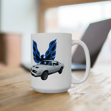 1977 Formula Firebird 15oz ceramic mug with vintage car design, dishwasher and microwave safe.